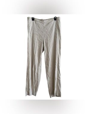 J Jill Linen Stretch Beige Pants Straight Coastal Resort euro summer 10